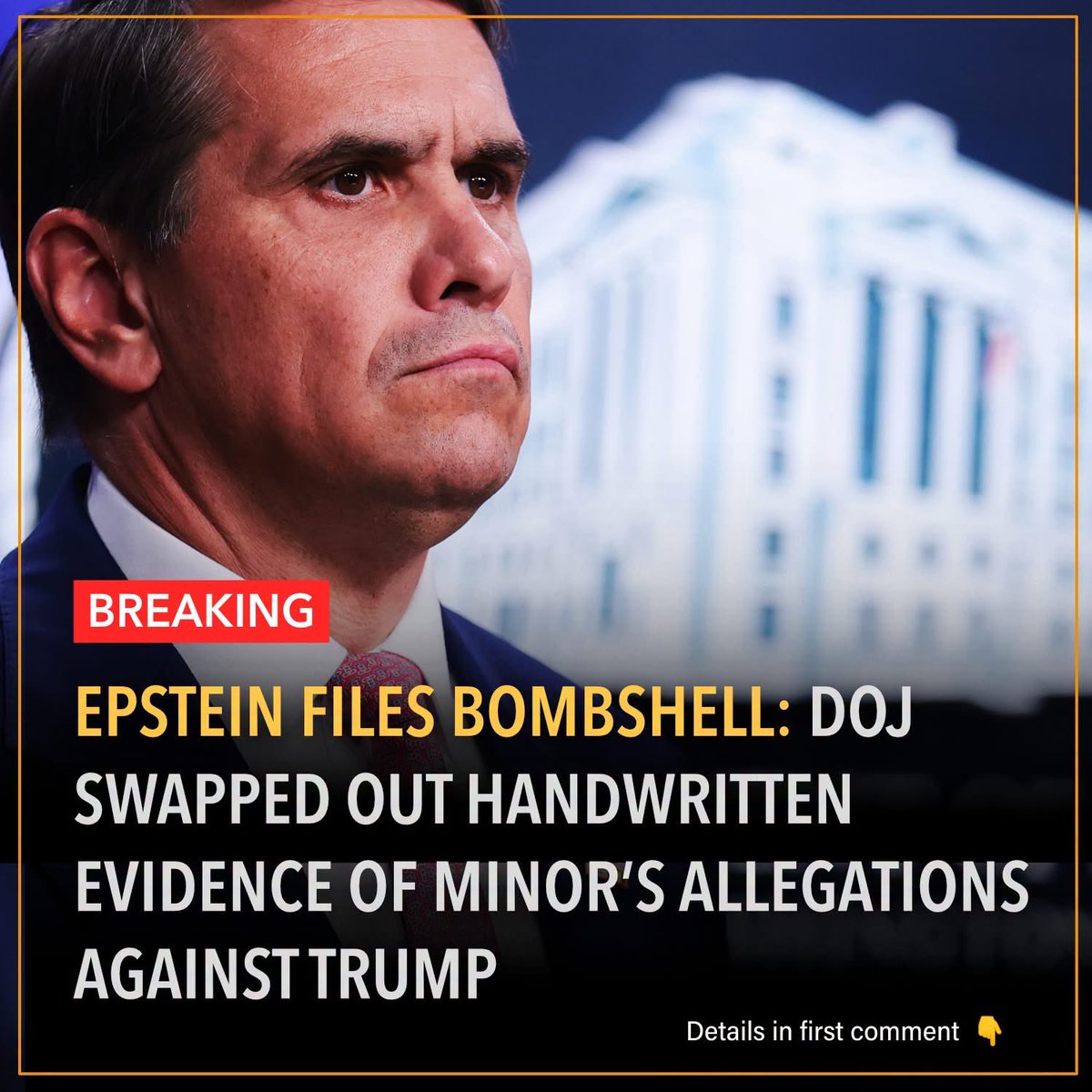 RadarResist's tweet photo. The DOJ is embroiled in a new controversy after court records revealed that handwritten investigative materials tied to allegations against Trump were withheld and replaced with a carefully sanitized version released to the public.
#TrumpEpsteinCoverup https://t.co/d8n4vLhvGm