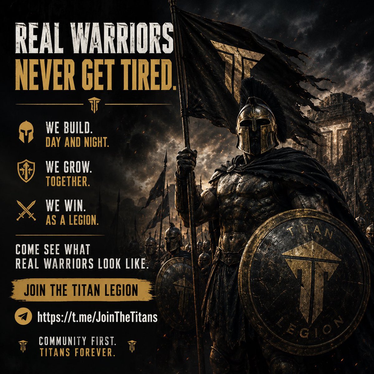 RiseOfTitan1000's tweet photo. ⚔️ Most communities go quiet.

Ours gets louder.

While others are sleeping, our Warriors are building, welcoming new members, sharing ideas, and strengthening the Legion.

No paid hype.
No fake engagement.
Just people who believe in building something together.

If you want to see what a real community looks like, join us.

👉 https://t.co/SYMdtuVhuA

Community First. Titans Forever. ⚔️

#PHX #TitanLegion #Solana #CryptoCommunity #BuildInPublic