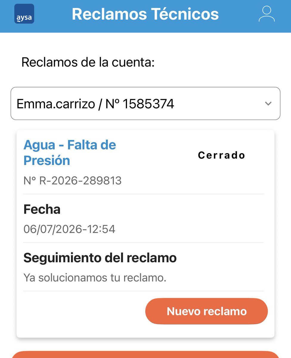 lida_ok's tweet photo. @AySA_Oficial hace 6 días estoy sin agua e hecho el reclamo 7veces ya y sigo sin agua es una cosa de locos esto . Me lo dan por cerrado y sigo sin agua yo y mi vecino . Llamo a emergencia y ni pelota . Espero respondan https://t.co/ViyB5mhwwg