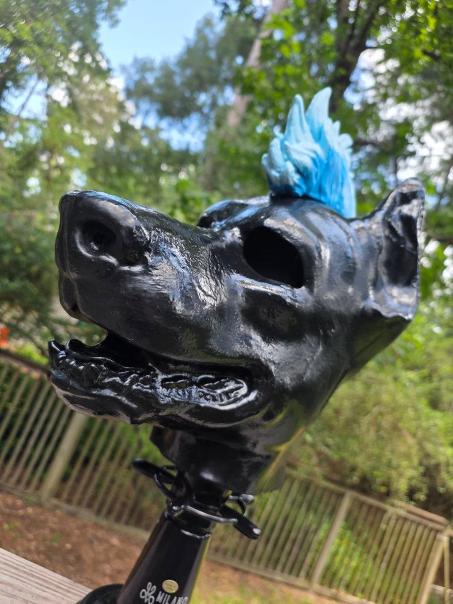 SnapJawForge's tweet photo. New dobie is out &amp; about with a BRIGHT mohawk!

 :D  This cutie features a UV/glow magnetically removeable mohawk!  

🦴💥 

 #SnapJaw #puphood #rubberfur #latex #furry https://t.co/oFeyFuNlt3