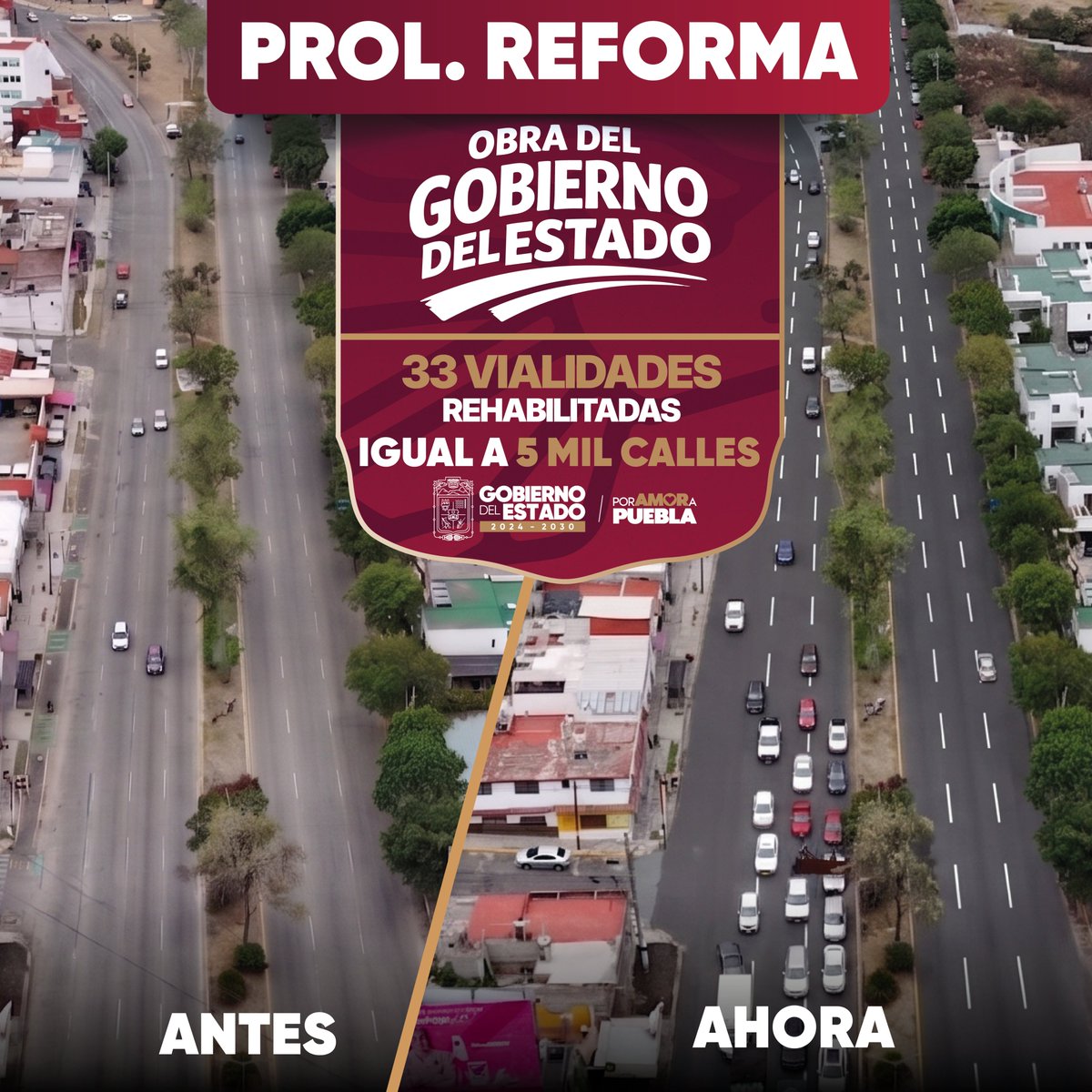 MTGobPue's tweet photo. El @Gob_Puebla avanza con obras de pavimentación en el municipio de Puebla para atender vialidades que permanecieron en el abandono durante décadas. 🚧

Con maquinaria del Gobierno del Estado, se optimizan recursos, se generan ahorros y se amplía el número de calles intervenidas en beneficio de la población. 

#PorAmorAPuebla