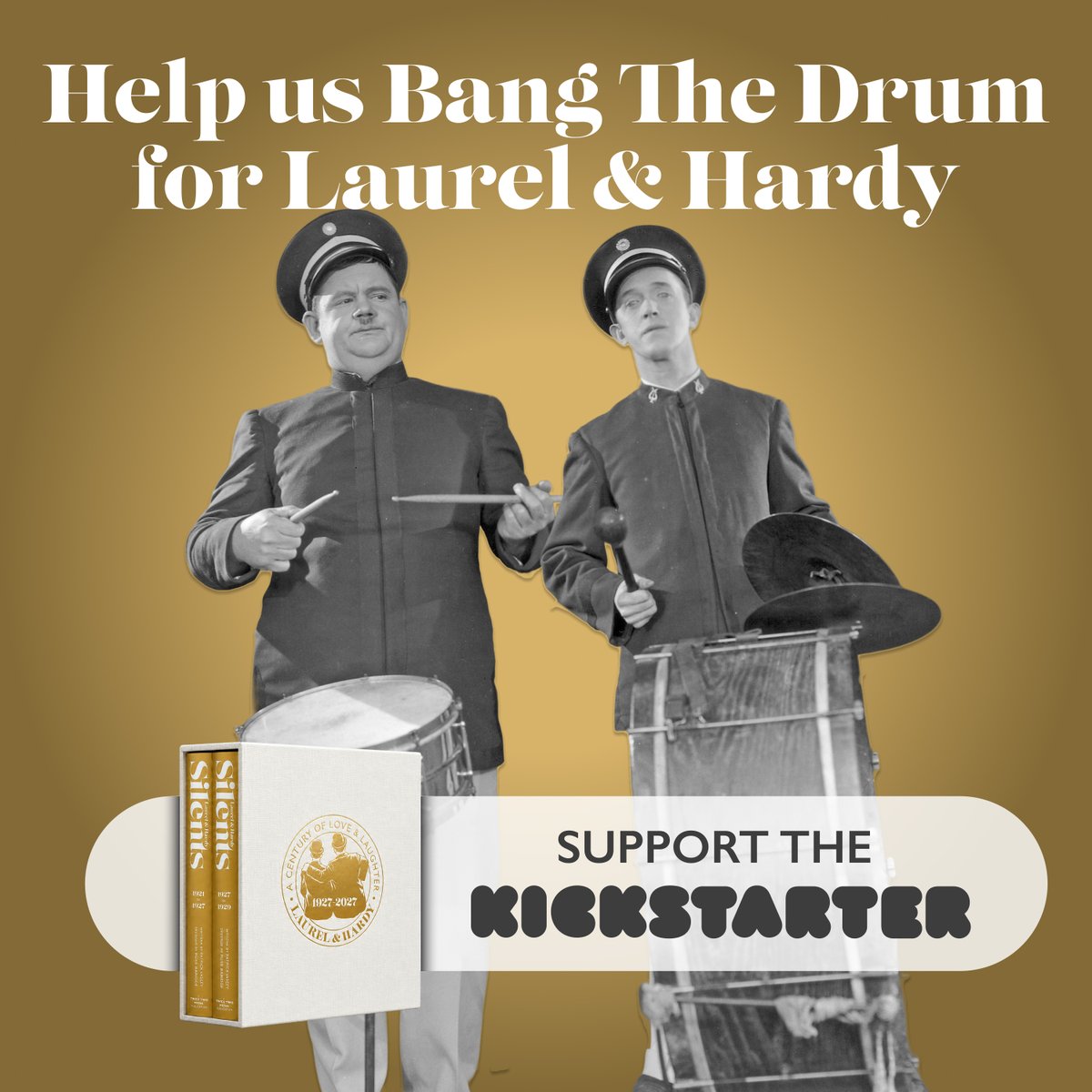 HardyBlog's tweet photo. Help us Bang the Drum for Laurel &amp; Hardy!
Our epic double-volume book set is now on Kickstarter, celebrating the boys’ silent era with rare photographs, restored posters and over 1,100 pages of Laurel &amp; Hardy history.
Support the Kickstarter campaign here: https://t.co/ZPrlkGHEPH https://t.co/irtVfH1VYX