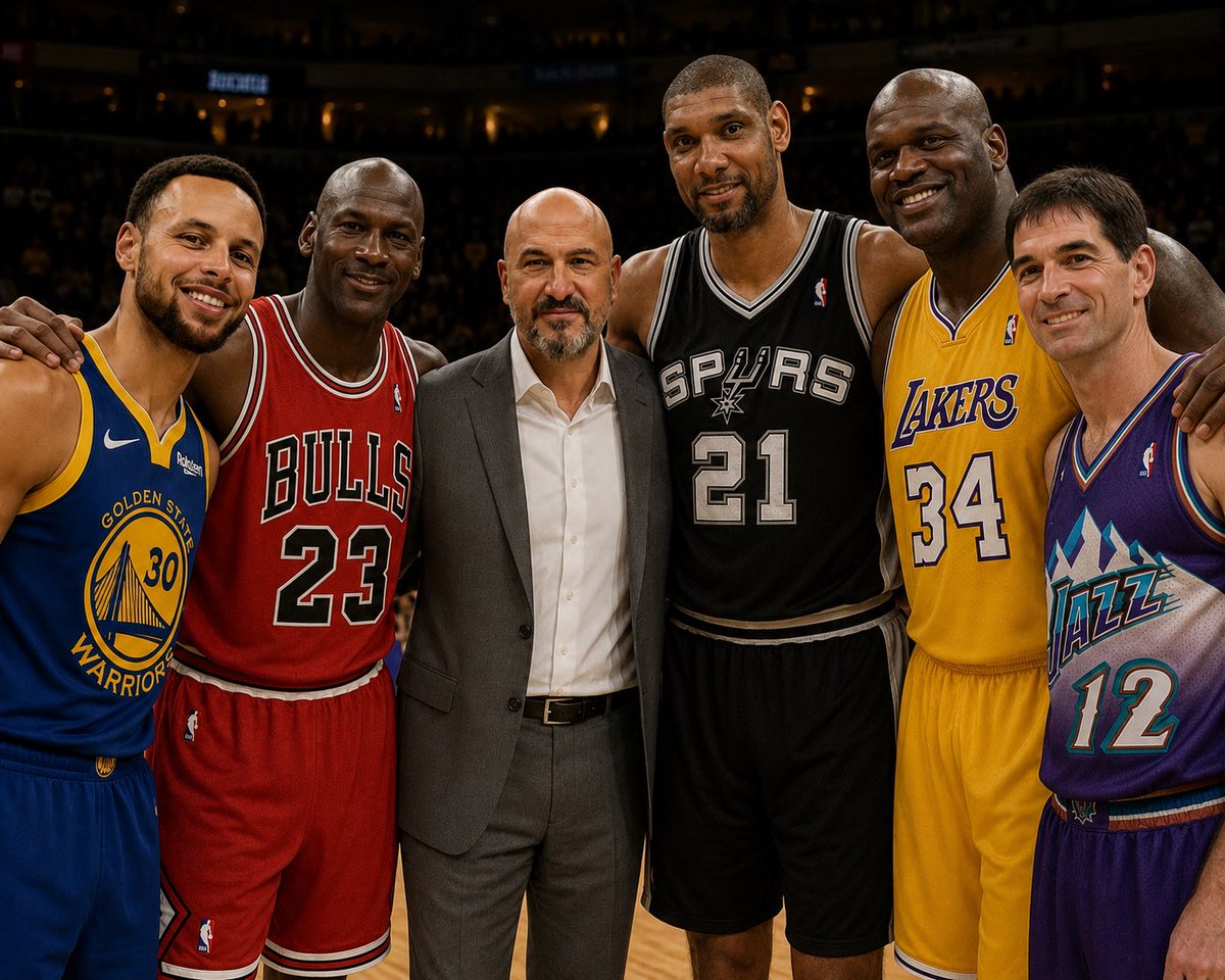Coach_ve's tweet photo. My best 5 in each position 
to beat any team.
Who can beat this team ?
Give me your best 5 ever.
#basketball  #goat #nba #mj #curry #Duncan #shaq #stockton https://t.co/tzfMiTrLwY