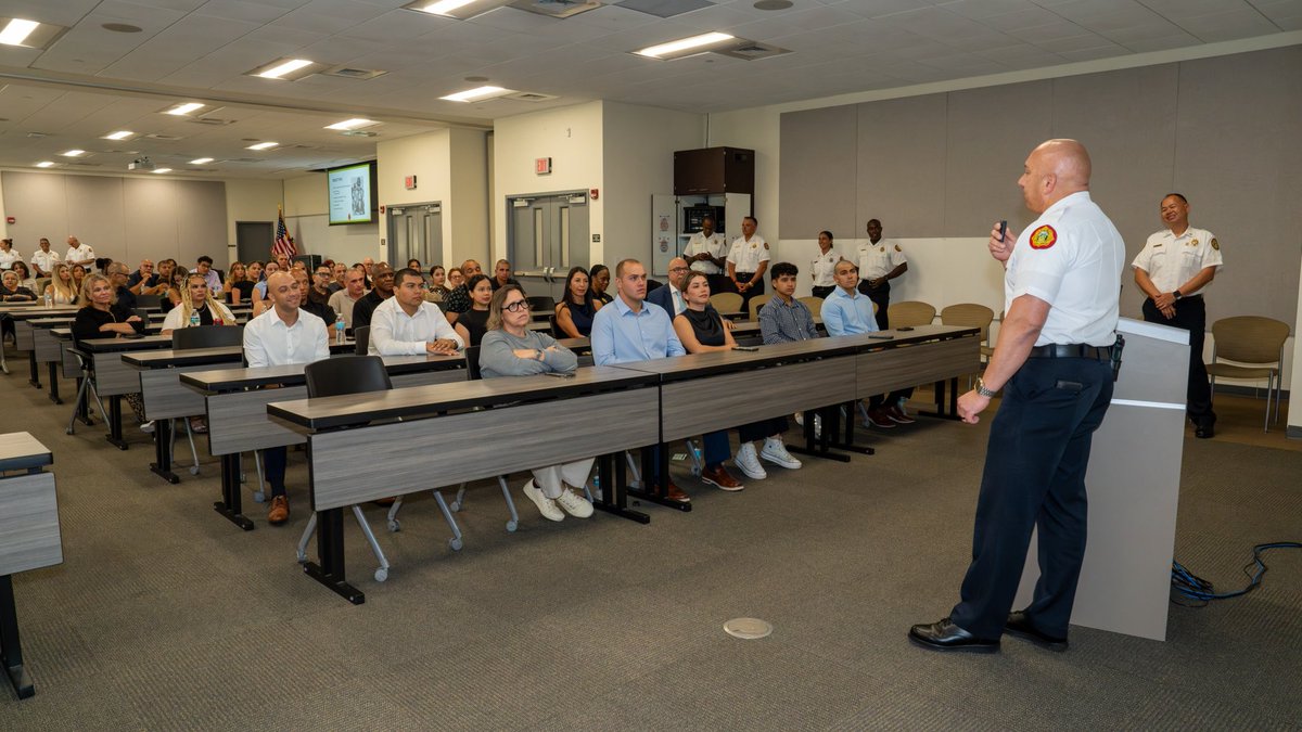MiamiDadeFire's tweet photo. Behind every recruit is a family that has supported them every step of the way.
Last night, the loved ones of Miami-Dade Fire Rescue Recruit Class 160 were welcomed to the #MDFR Training Center for Family Night. This gave them the opportunity to experience a glimpse of the journey the recruits have taken over the past several months.
From meeting the leadership of MDFR to watching a live demonstration of their firefighting skills, the evening celebrated the dedication, sacrifice, and support that helped bring these recruits to this milestone.
Next Thursday, #MDFRClass160 will officially receive their firefighter badges. We can't wait to celebrate this incredible achievement with them and the families who have stood beside them every step of the way.