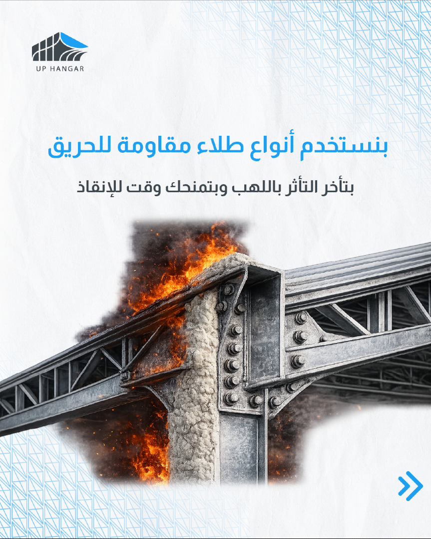 up_hangar's tweet photo. الحريق ممكن ينهي عملك بـ 10 دقائق فقط!
الحرارة العالية بتذوب الحديد غير المعالج هند��ياً وبتسبب انهيار السقف فوراً
 بـ Up Hangar بنستخدم أنواع طلاء عالمية ومقاومة للحريق بتأخر تأثير اللهب وبتمنحك وقت للإنقاذ
حماية الأرواح والممتلكات تبدأ من هيكل المبنى
 #UpHangar #سلامة #أمن_صناعي https://t.co/kcIn7Oprcq