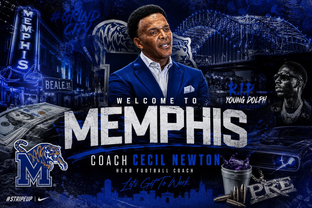 CashManCNewt's tweet photo. Beyond blessed to announce I have accepted the job at the University of Memphis! Excited to get to work! #LongLiveDolph #PRE #GrindCity https://t.co/eBz8FySu9v