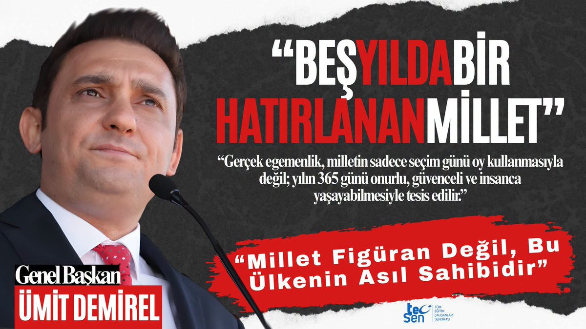 umitdemirel5206's tweet photo. DEMİREL : “Sandıktan Sandığa Hatırlanan Millet: Asgari Ücretli, Emekli ve Memur Yoksulluk Kıskacında!”

Demokrasilerde sandık, halkın iradesinin tecelli ettiği en yüce makamdır. Sandık, milletin yönetime katıldığı, ülkenin geleceğine dair söz söylediği ve siyasi iradeyi belirlediği en meşru zemindir.
Ancak Türkiye’de sandık, ne yazık ki çoğu zaman demokrasinin onurlu zemini olmaktan çıkarılıp vaatlerin havada uçuştuğu, geniş kitlelerin kısa süreliğine “baş tacı” edildiği, seçim biter bitmez ise kepenklerin kapatıldığı dönemsel bir siyaset sahnesine dönüştürülmektedir.

“ Seçim Zamanı Baş Tacı Edilen Millet, Seçimden Sonra Kaderine Terk Edilemez!”

Seçim dönemlerinde millet hatırlanır.
Memur hatırlanır. İşçi hatırlanır. Emekli hatırlanır. Asgari ücretli hatırlanır. Anne hatırlanır. Baba hatırlanır. Genç hatırlanır. Çocuk hatırlanır.

Meydanlarda sözler verilir. Kürsülerden umut dağıtılır. Beyannamelerde refah vaat edilir. Aileye destek sözü verilir. Gençlere gelecek sözü verilir. Emekliye insanca yaşam sözü verilir. Memura alım gücü sözü verilir. Çocuklara eğitimde fırsat eşitliği sözü verilir.

Sonra sandık kapanır. Kameralar gider. Meydanlar boşalır. Afişler sökülür. Sloganlar susar. Vaatler raflara kaldırılır.
Ve millet, bir kez daha hayat pahalılığının, geçim sıkıntısının, kira krizinin, borç sarmalının ve tutmayan ekonomik hedeflerin insafına terk edilir.

İşte bu nedenle bugün sormamız gereken temel soru şudur:
Millet, sadece seçimden seçime hatırlanacak bir oy deposu mudur; yoksa yılın 365 günü insanca yaşamayı hak eden bu ülkenin gerçek sahibi midir?

 “Rakamların Söylediği Acı Gerçek: Çalışmak Bile Yoksulluğu Bitirmiyor”

Bugün Türkiye’de ekonomik veriler, ortalama bir vatandaşın refah içinde yaşadığını değil; geniş halk kesimlerinin adeta hayatta kalma savaşı verdiğini göstermektedir.

Temmuz 2026 itibarıyla dört kişilik bir ailenin yalnızca sağlıklı ve dengeli beslenebilmesi için gereken açlık sınırı 35.759 TL seviyesine ulaşmıştır.

İnsanca yaşamak için gerekli olan yoksulluk sınırı ise 116.478 TL olarak hesaplanmaktadır.

Bu rakamların karşısında milyonlarca çalışanın ve emeklinin geliri derin bir uçurumu göstermektedir:

15 Temmuz 2026 tarihinde; Asgari ücret 28.075 TL, En düşük SSK ve Bağ-Kur emekli maaşı 23.552 TL, En düşük memur emeklisi maaşı 31.527 TL, En düşük memur maaşı 70.224 TL olacaktır. Açlık sınırı 35.759 TL
Yoksulluk sınırı 116.478 TL
Tek çalışanın temel ihtiyaç maliyeti 46.248 TL

Bu tabloya göre asgari ücretli, daha ayın başında açlık sınırının altında kalmaktadır. SSK ve Bağ-Kur emeklisi açlık sınırının çok altında yaşamaya mahkûm edilmektedir. Memur emeklisi dahi açlık sınırının gerisinde kalmaktadır.

En düşük memur maaşı ise yoksulluk sınırının oldukça altında kalmaktadır. Tek bir çalışanın yalnızca temel ihtiyaçlarını karşılayabilmesi için gereken tutar 46.248 TL seviyesine ulaşmışken, asgari ücretin 28.075 TL olması, çalışma hayatındaki gelir adaletsizliğini bütün çıplaklığıyla ortaya koymaktadır.

Yani bugün Türkiye’de yalnızca işsiz kalmak değil, çalışmak da yoksulluğu ortadan kaldırmaya yetmemektedir.

Daha açık söyleyelim:
Asgari ücretlinin geliri, dört kişilik bir ailenin yalnızca mutfak giderini bile karşılamaya yetmemektedir. Emekli maaşı, insan onuruna yakışır bir yaşamı değil, ayakta kalma mücadelesini ifade etmektedir.

Memur maaşı, kamu çalışanını yoksulluk sınırının üzerine taşıyamamaktadır. Bir ülkede asgari ücret açlık sınırının altında kalıyorsa, orada ücret politikası çökmüştür.

Türkiye’nin kurtuluşu, halkı sandıktan sandığa hatırlayan geçici politikalarda değil; emeğin, eğitimin, çocukların, gençlerin, emeklilerin ve insanca yaşam hakkının merkezde olduğu kalıcı yapısal reformlardadır.

Gerçek egemenlik, milletin sadece seçim günü oy kullanmasıyla değil; yılın 365 günü onurlu, güvenceli ve insanca yaşayabilmesiyle tesis edilir.

Çünkü millet figüran değildir. Millet, bu ülkenin asıl sahibidir.