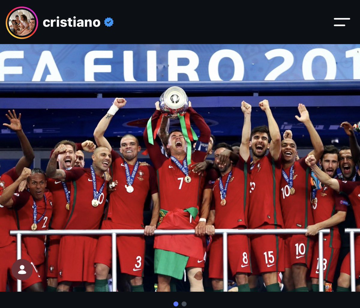 CrewsMat10's tweet photo. On my life I’ve never seen a shameless guy like Cristiano Ronaldo. 

Got knocked out of the World Cup and went straight to Instagram to post his EURO trophy. 😭😭 https://t.co/YQT4FEdbyp