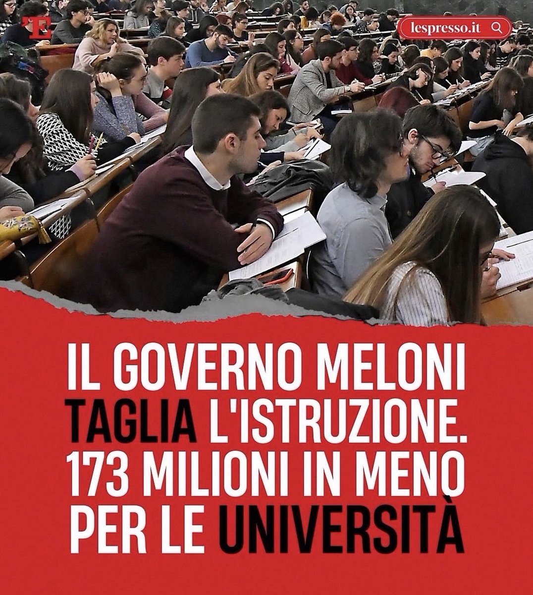 lisameyerildra1's tweet photo. La mafia teme la scuola più della giustizia. L’istruzione toglie erba sotto i piedi della cultura mafiosa”
Meloni cosa taglia? I fondi per scuola e università pubblica, n caso? No https://t.co/jwBL9AnNbe