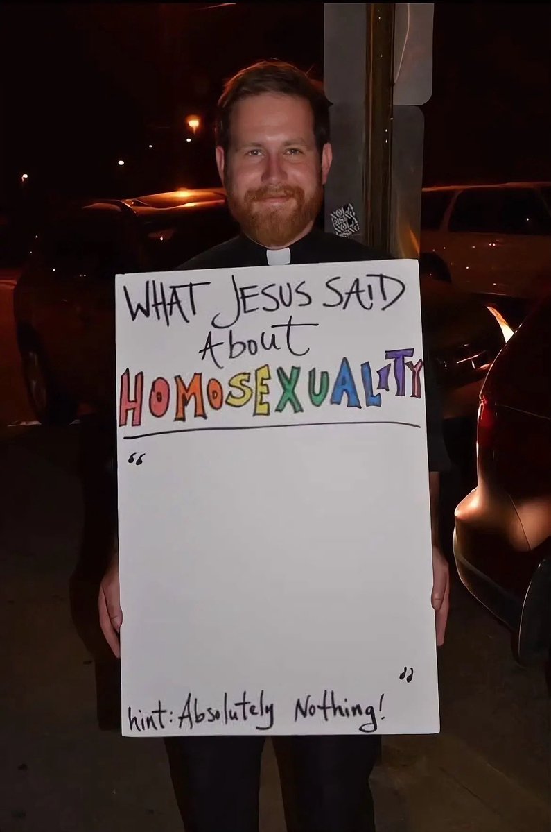 fiercepatricks's tweet photo. Jesus said absolutely NOTHING about homosexuality, but bigots in collars sure love inventing reasons to hate anyway https://t.co/EOC1g9xDeN