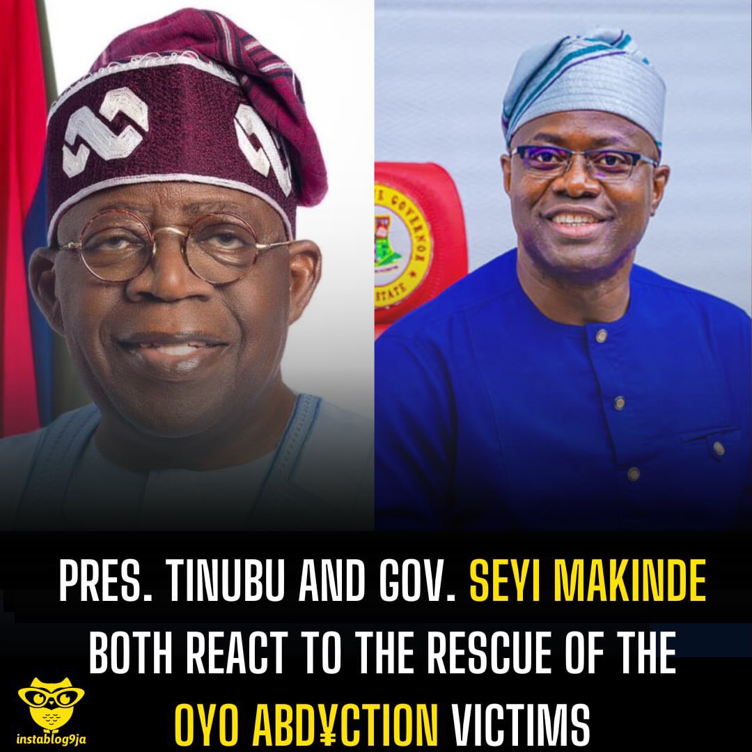 instablog9ja's tweet photo. Pres. Tinubu and Gov. Seyi Makinde both react to the rescue of the Oyo abd¥ction victims https://t.co/KA4HfLlIsO