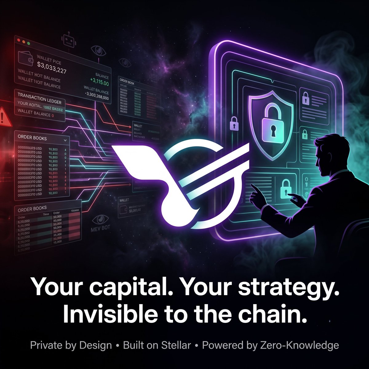Vayylstellar's tweet photo. Your salary hits. Your position goes live. Your B2B payment clears.

On public Stellar? Everyone sees it.

With Vayyl? Only you decide who knows.

Private positions • Hidden triggers • Confidential flows. 
Compliance-first ZK on Stellar.
#Stellar #ZK https://t.co/Iv9DBF80da