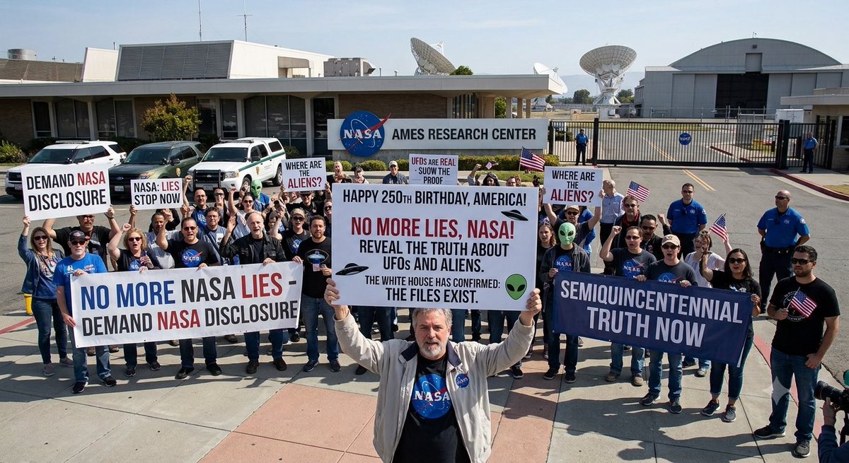 id21sp's tweet photo. @NASA "Happy 250th Birthday, America! It’s time for NASA to finally stop lying to the public about UFOs and aliens, starting today." https://t.co/Notd3uRMRU