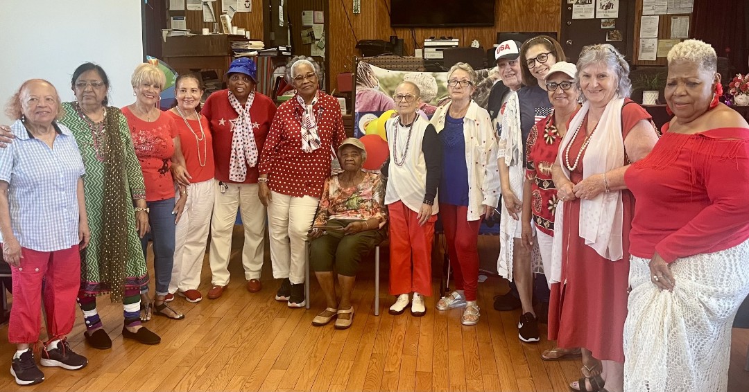 CathCharitiesBQ's tweet photo. Members of the Catholic Charities Seaside Older Adult Center in #Rockaway had a patriotic fashion show today! πΊπΈ What a wonderful way to celebrate #community and creativity.
#CCBQ #CCBQCares #BetheSolution #SeasideOAC #Queens https://t.co/3cytfJF505
