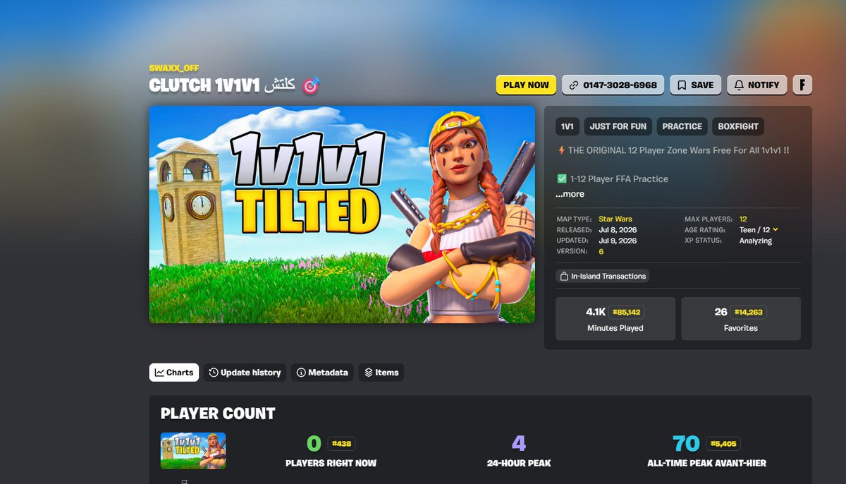 Swaxx_UEFN's tweet photo. Hi, I don't really get the Fortnite algorithm; people who release the same maps—with fewer features and copied thumbnails—get better stats than creators who unfortunately lack visibility. If anyone could help me get my island noticed, that would be awesome.

#UEFN #Fortnite https://t.co/yCq0a631Dv