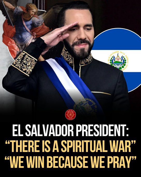 trad_west_'s tweet photo. In a recent interview, the President of El Salvador said: “There is a spiritual war and there is a physical war, if you win the spiritual war it will reflect into the physical. Our victory is because we won the spiritual war”

To the question on how he changed El Salvador, he answered: “We pray”

El Salvador is now one of the safest country in the western hemisphere.