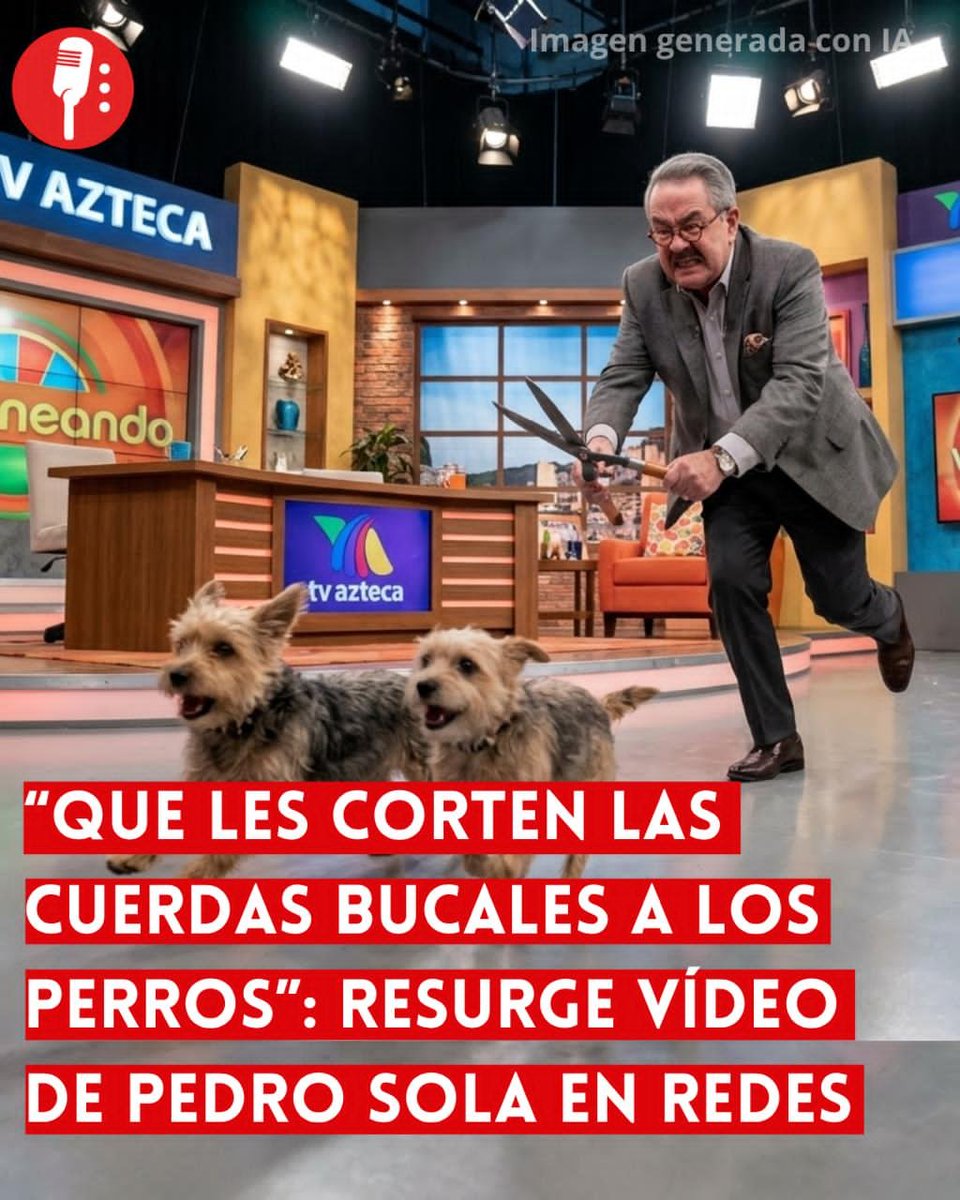 ReporterosMX_'s tweet photo. ⭕ OJO | “ASÍ COMO LOS CASTRAN, QUE LES CORTEN LAS CUERDAS BUCALES”: RESURGE VÍDEO DE PEDRO SOLA EN REDES

Cuando pidió envenenar perros no fue la primera vez que incitaba al maltrato animal, pues en redes resurgió un video en el que Pedro Sola (@tiopedritosola) pedía que privaran de su capacidad de ladra a los canes. “Imagínate que te esté ladrando comiéndote tú tu enchilada, ¡no!. Así como los castran, que les corten las cuerdas bucales”. Comentarios que desataron una nueva ola de indignación en redes sociales por considerarlos una apología del maltrato animal. 
https://t.co/9xQobC76oL