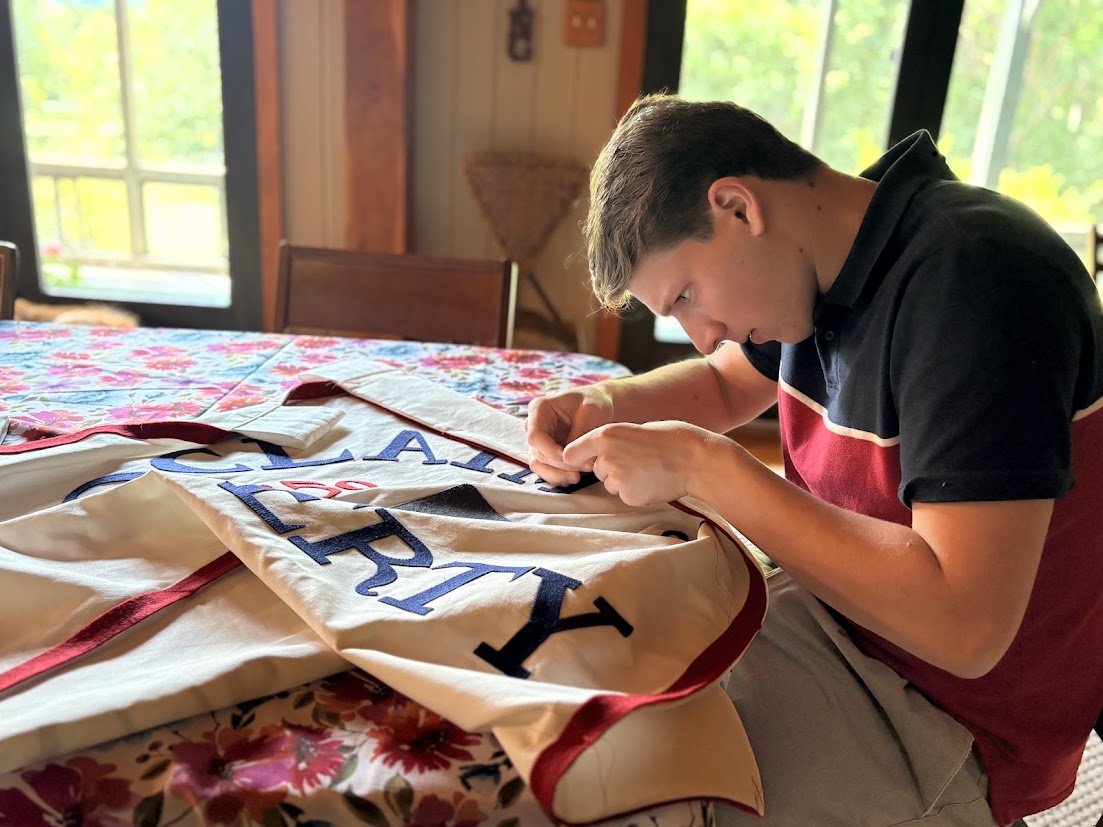 mdavidsonwright's tweet photo. This year Harry and I made our 6th historic flag or banner together in celebration of the 250th. https://t.co/8oLVGhX9zu