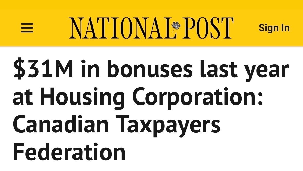 vincentneilho's tweet photo. Who says you need results to get a bonus? Just ask the Liberal Club.

79 CMHC executives pocketed an average $45,000 each this past year while 75% of their workforce took $12,000 per person, all while Canadians are on the hook for $1.45 billion in condo buybacks and 60% are anxious about their personal finances.

Liberal insiders splurge while Canadians worry about their next meal. If this was the private sector, they'd all be fired.