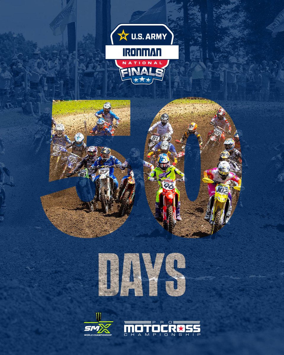 IronmanRaceway's tweet photo. 50 days away from the @promotocross finals…

Get your tickets online by filling the link in our bio 🏁

@promotocross @supermotocross #SMX #ProMotocross https://t.co/H2kgvQmdYg