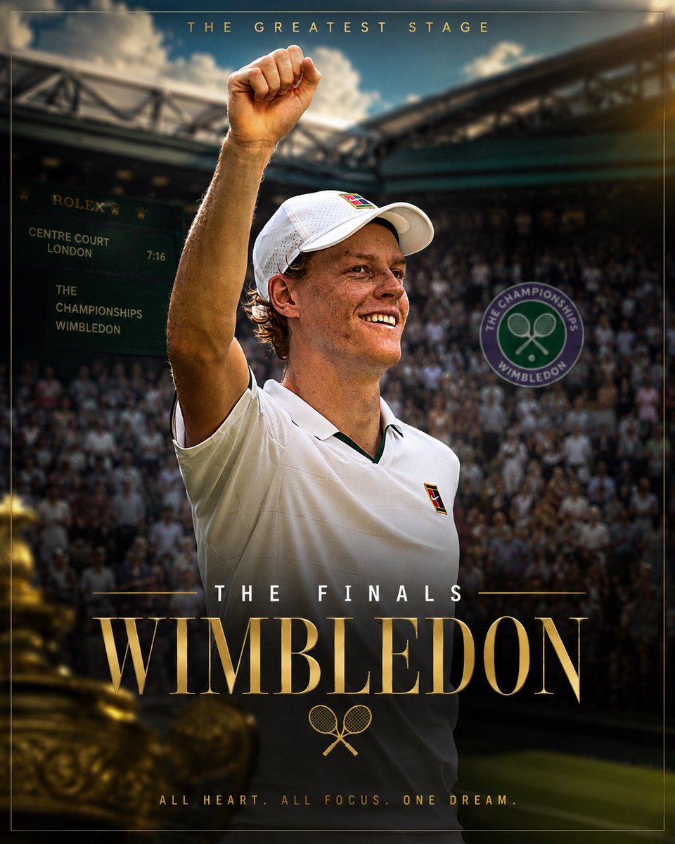 FundingPicks's tweet photo. Spectacular. 👏

Jannik Sinner defeats Novak Djokovic 6-4, 6-4, 6-4 to reach back-to-back Wimbledon finals https://t.co/N2GpbdCdf9