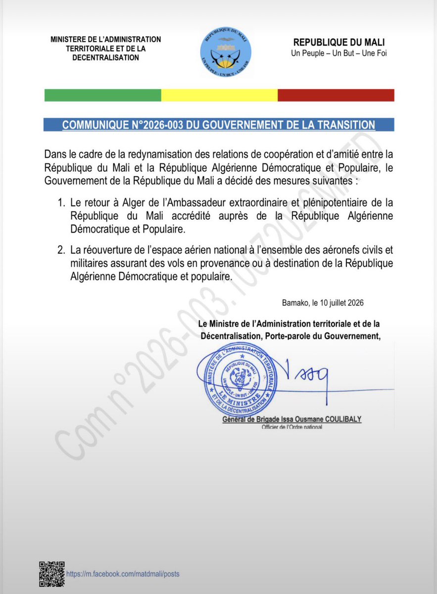 RvolutiondAfri1's tweet photo. #Mali #Communiqué https://t.co/dscsUmOisU