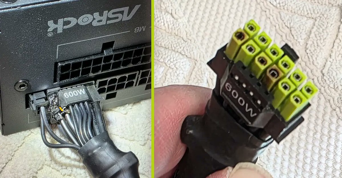 VideoCardz's tweet photo. ASRock TempGuard failed to shut down system after RTX 5090 power connector melted 

https://t.co/NCQOIK3Wzn https://t.co/R7Leu6yqRJ