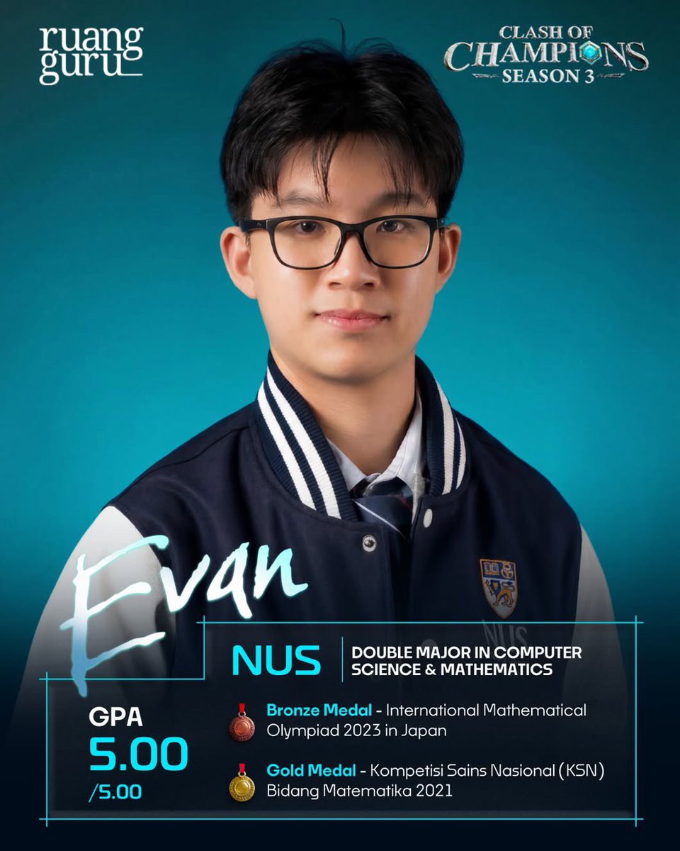 halcyonjef's tweet photo. Ternyata Pak Kamidi bukan cerita rakyat belaka guys.

✨ EVAN 

Salah satu peserta dari Academy of Champions (AOC) kembali ke panggung Clash of Champions Season 3. Setelah sukses membawa District Sumatera Bagian Tengah (Sumbagteng) meraih gelar runner-up di AOC, kini Evan siap kembali menerima tantangan baru yang levelnya jauh lebih menegangkan di Clash of Champions Season 3.

#clashofchampions
#cocseason3