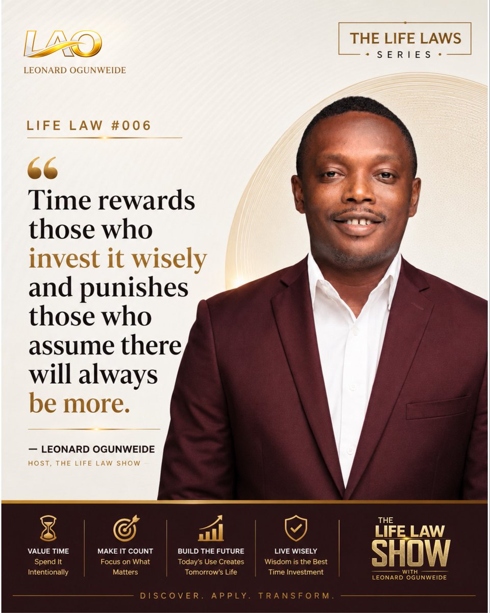 LeonWeideFLI's tweet photo. The future isn’t built tomorrow.
It’s built by how you spend today.

Choose your time wisely.

Life Law #006

#TheLifeLawShow #LifeLawSeries #SuccessMindset https://t.co/hP7VcRw3lD