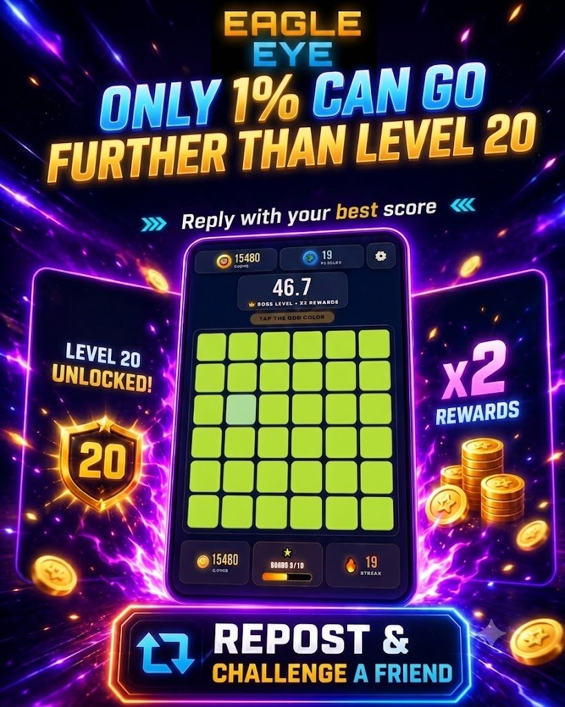 RaseGames's tweet photo. EAGLE EYE – I dare you to beat my record! 🦅

Think you have what it takes to reach the top? 🏆

Play here and post your best score: 👇
https://t.co/8yONicvR1E

Let's see who has the best vision on the timeline! 👀

#EagleEye #gamedev #indiegame #Astrocade #challenge #leaderboard https://t.co/3JR62x9oDB
