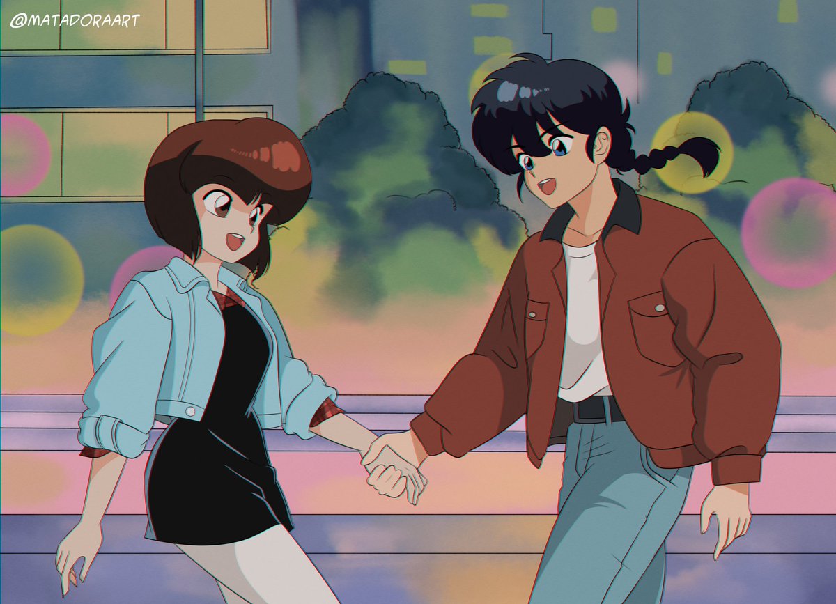 MatadoraArt's tweet photo. I was unexpectedly commissioned again to do Ranma x Nabiki fanart.

I based the background on Sailor Moon. The art in retro anime was truly a gem.

#Ranma #Nabiki #Commission #Art #Ranbiki https://t.co/IkqvQaWo3l