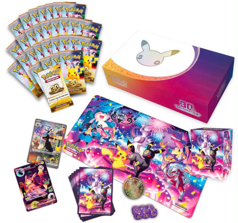 pokehuntdotfun's tweet photo. 🚨 Pokémon 30th Celebration Best Buy links are live 🚨

Bookmark this post! 🔖

Best Buy has loaded early product pages for the Pokémon TCG 30th Celebration lineup. These may not be available to order yet, but they’re worth bookmarking now so you’re ready when they drop 👇

🌟 Ultra-Premium Collection
<https://t.co/GApomZb993>

🎁 Elite Trainer Box
<https://t.co/I8k9iLX7Ll>

📦 Booster Bundle
<https://t.co/vq0kAL2pJp>

🧬 Mew / Mewtwo Figure Collection
<https://t.co/t3GKPgRvvz>

🥫 Mini Tin
<https://t.co/dQDLYQ461V>

🥊 Knock Out Collection
<https://t.co/uGGMD9iNnZ>

✨ Ditto Premium Collection
<https://t.co/i9eEx8R95D>

⚔️ Espeon ex / Umbreon ex Battle Deck
<https://t.co/AvSx7n8r2f>

🖼️ Poster Collection
<https://t.co/4MrUR9AlAc>

🏷️ Tech Sticker Collection
<https://t.co/debP2oCRYg>

Will keep you updated as more information comes out about when we can expect to be able to order these ✅

#pokemon #pokehunt #pokemontcg
