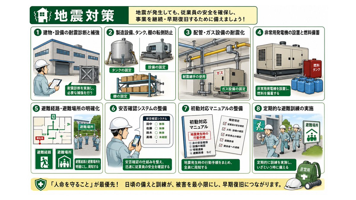 何時起こるか、わからない地震、対策を纏めた、マニュアルが何処にある
