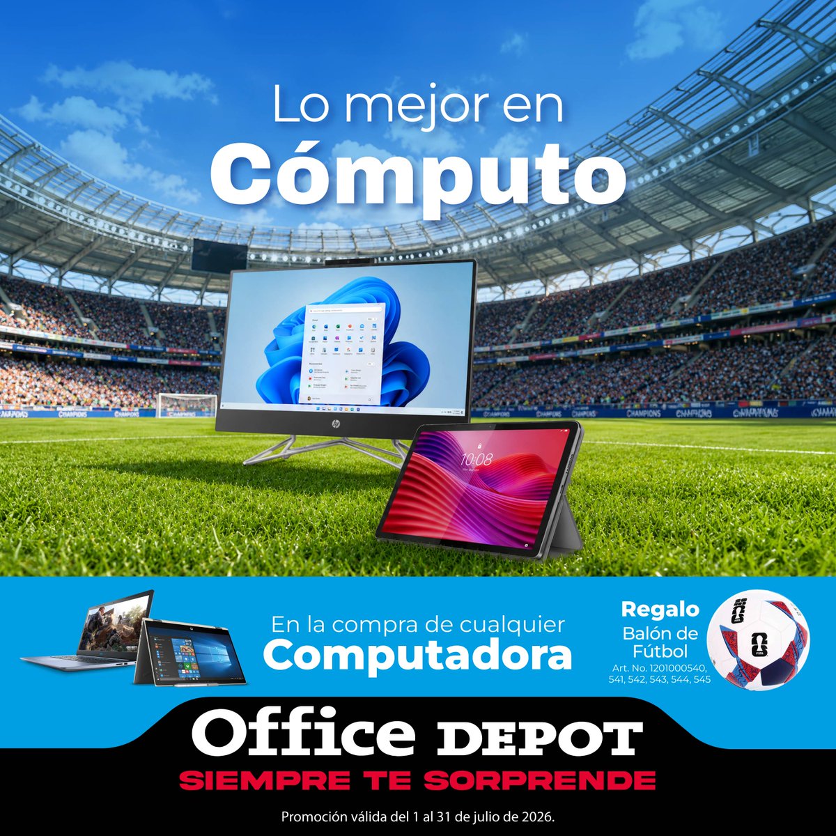 OfficeDepotSV's tweet photo. La mejor alineación para tu día a día está en Office Depot. 🥅
Encuentra productos para trabajar, estudiar y disfrutar. ⚡
Compra en tienda o en https://t.co/zslbGCZcJi
#OfficeDepotSiempreTeSorprende
Válido del 1 al 31 de julio de 2026. https://t.co/ZkaILq4DBW