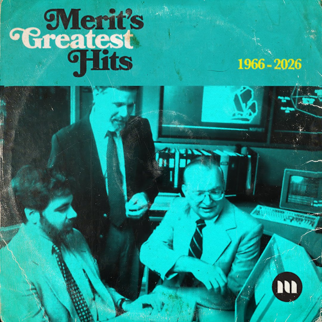 meritnetwork's tweet photo. 🎶 Merit's Greatest Hits, 1966–2026. From 3 universities to statewide fiber, six decades of milestones — written with Michigan's communities. #Merit60 #MeritNetwork https://t.co/KlGuC6GbU0