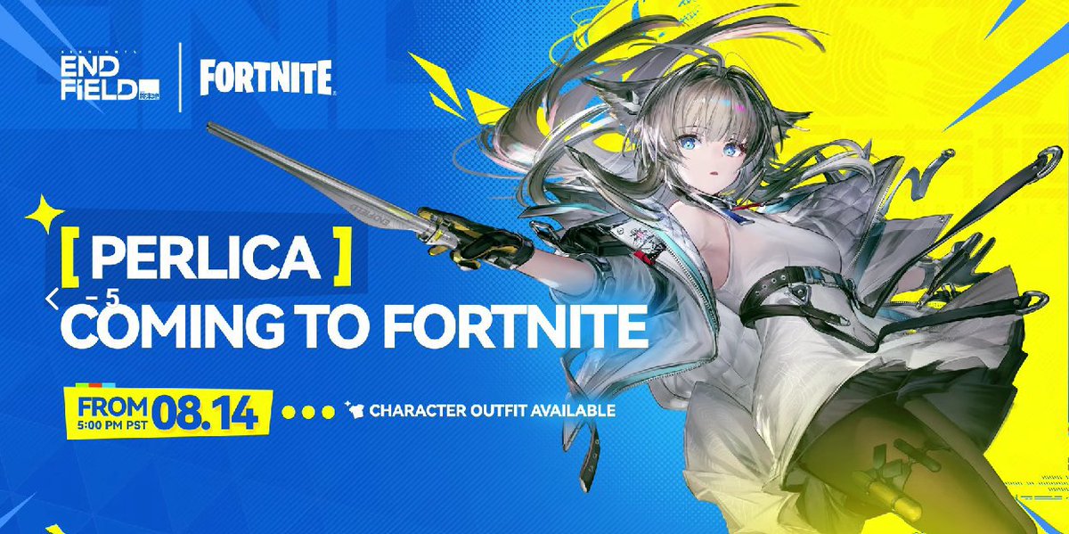 JPreal_1's tweet photo. FORTNITE X ARKNIGHTS ENDFIELD.

- 14 de Agosto https://t.co/fPwvPoIaaG