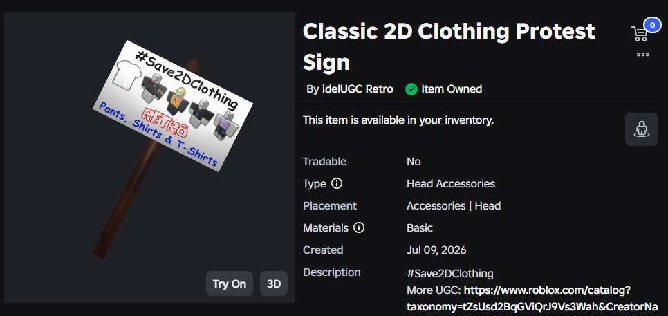 idelww's tweet photo. #Robloxdev #robloxrtc #robloxretro #robloxclothing #robloxart #rtc #roblox #Save2DClothing #robloxclassic
New 2D Clothing Protest Sign UGC:

https://t.co/4ZYVZ19ZR4 https://t.co/9puT5G0cl3