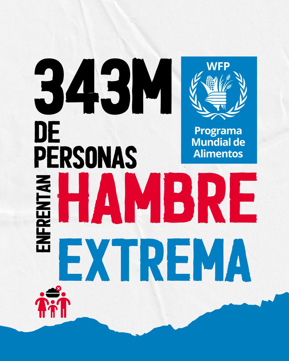 ONU_es's tweet photo. En un mundo donde 343 millones de personas se enfrentan al hambre extrema, la labor de @WFP_es es más importante que nunca.

No se trata de una sola crisis; es una emergencia global.

https://t.co/mjk4IX89WR https://t.co/Yu92QJEIx7