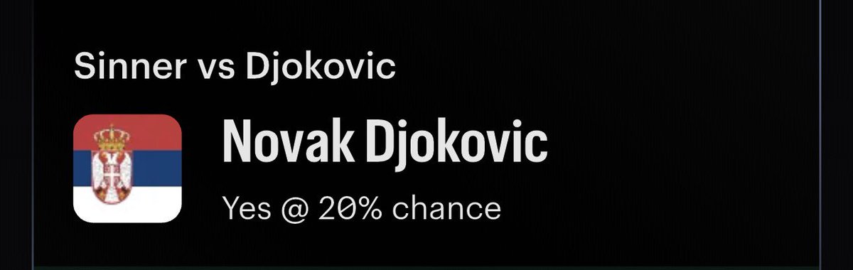 Alex__Monaco's tweet photo. 🎾Novak Djokovic Moneyline

Do you believe 

#Wimbledon #Sinner #Djokovic https://t.co/arHz4c8Eg4