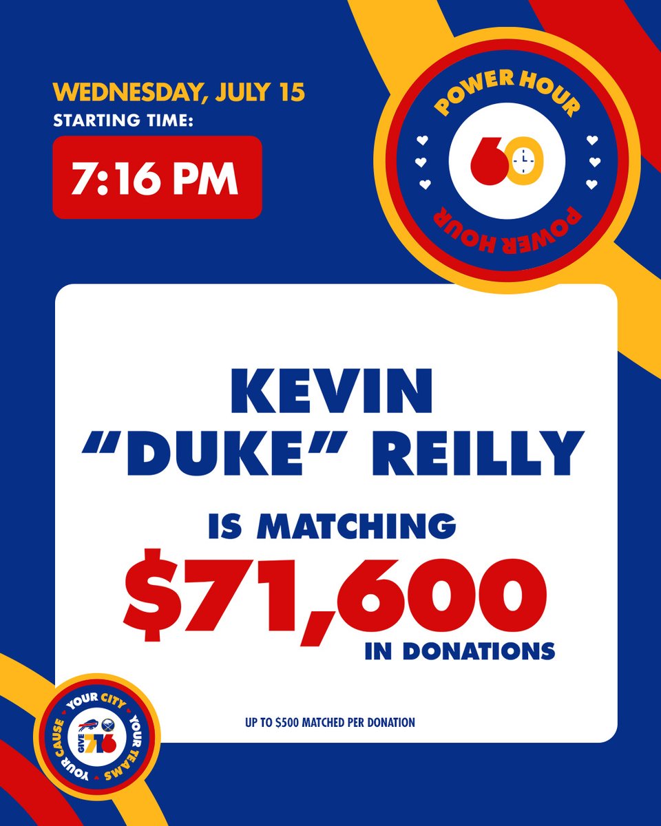 BuffaloBills's tweet photo. The generosity of our community is unmatched!

Give 716 starts July 15 at 7:16pm: https://t.co/h0ayDgUP1B https://t.co/7AX3zbcnve