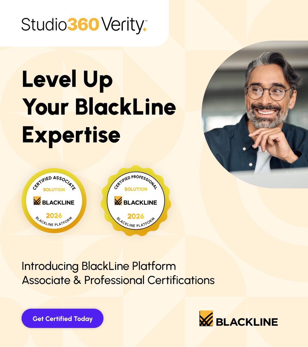 BlackLine's tweet photo. Unlock your full potential with BlackLine University! 

Our new Associate &amp; Professional Certifications are designed to boost user adoption, productivity, and long-term success.

Level up your BlackLine expertise. 
Get certified today: https://t.co/KiENLHMziE https://t.co/QhRLKwA4vb