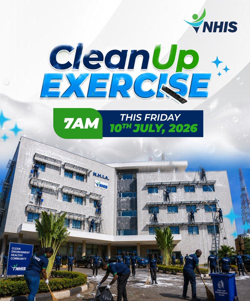 BampoeVictor's tweet photo. Today, NHIA answered the President's call.
From our head office to every regional, district, and CPC office across the country, our staff put down their pens, picked up brooms and cutlasses, and cleaned.

Because a healthier Ghana doesn't begin in a hospital. It begins in a clean environment, the first line of defence against the diseases we spend so much treating.

The highlight? A gentleman walking by, not an NHIA staff member, stopped, picked up a cutlass, and joined us.
That's the Ghana we're building. 🇬🇭🧹
