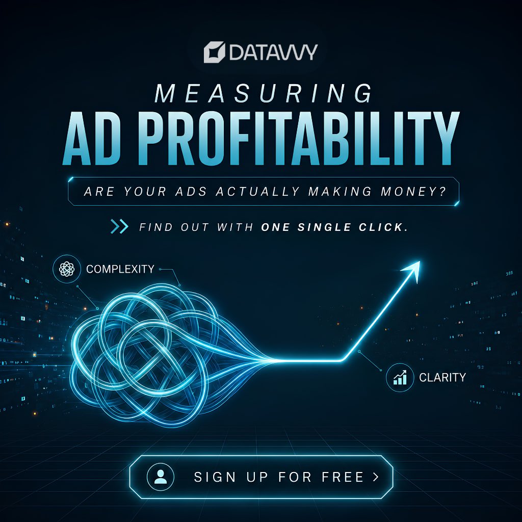 Datavvy's tweet photo. High traffic means zero if it isn't profitable. 🛑📉

Datavvy transforms advertising complexity into absolute clarity. Find out if your campaigns are actually driving net revenue with one single click.

lSign up for free! 👇

#MarTech #FinTech #DataAnalytics #AdStrategy #Datavvy https://t.co/7nvy0CFqWl