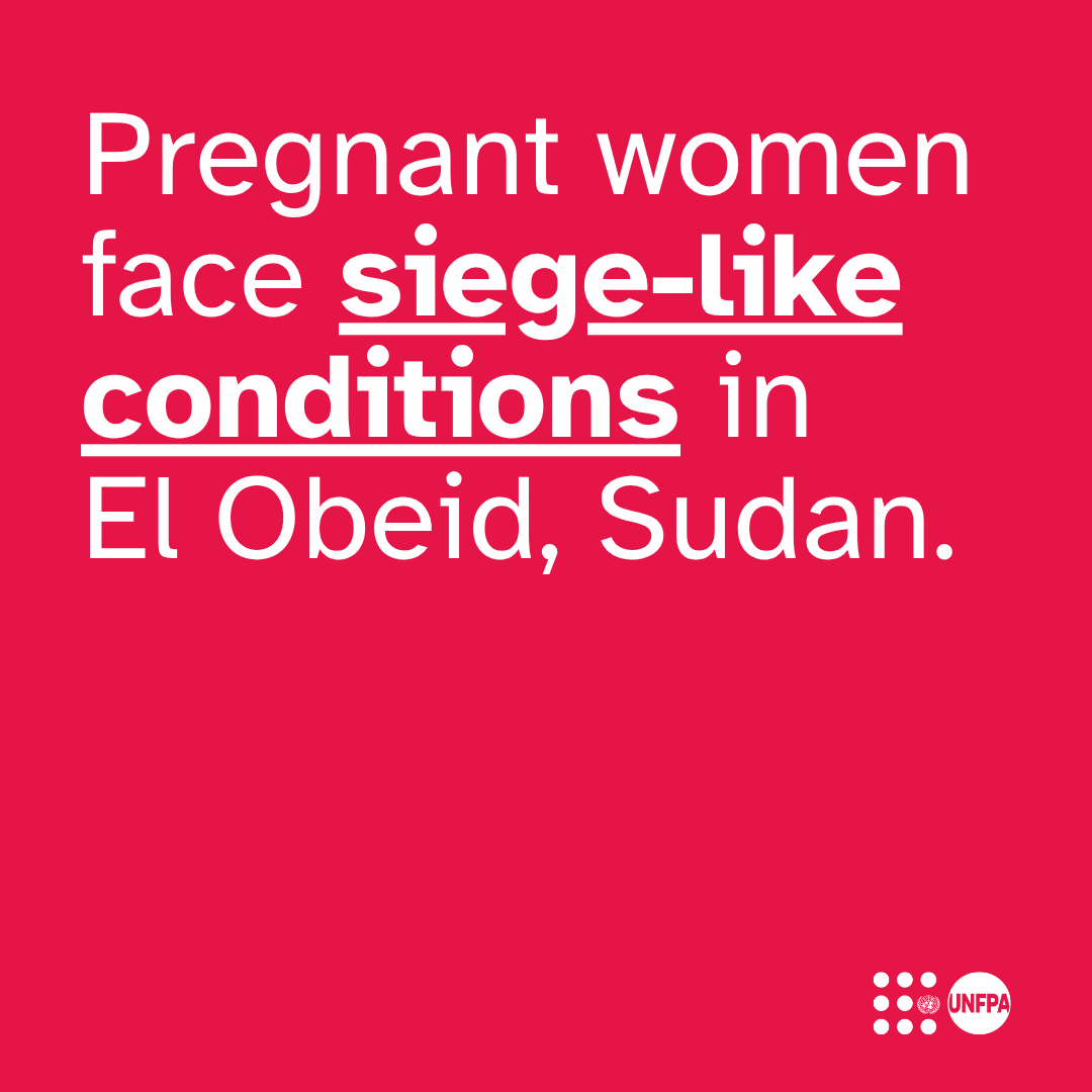 UNFPA's tweet photo. Women and girls in El Obeid, in #Sudan are paying a high price as the humanitarian crisis deepens.

Escalating  drone attacks threaten to displace almost 12,000 pregnant women already losing access to lifesaving healthcare.

See how @UNFPA is responding: https://t.co/QMzfBaBqn3 https://t.co/JkrJDCW4qG