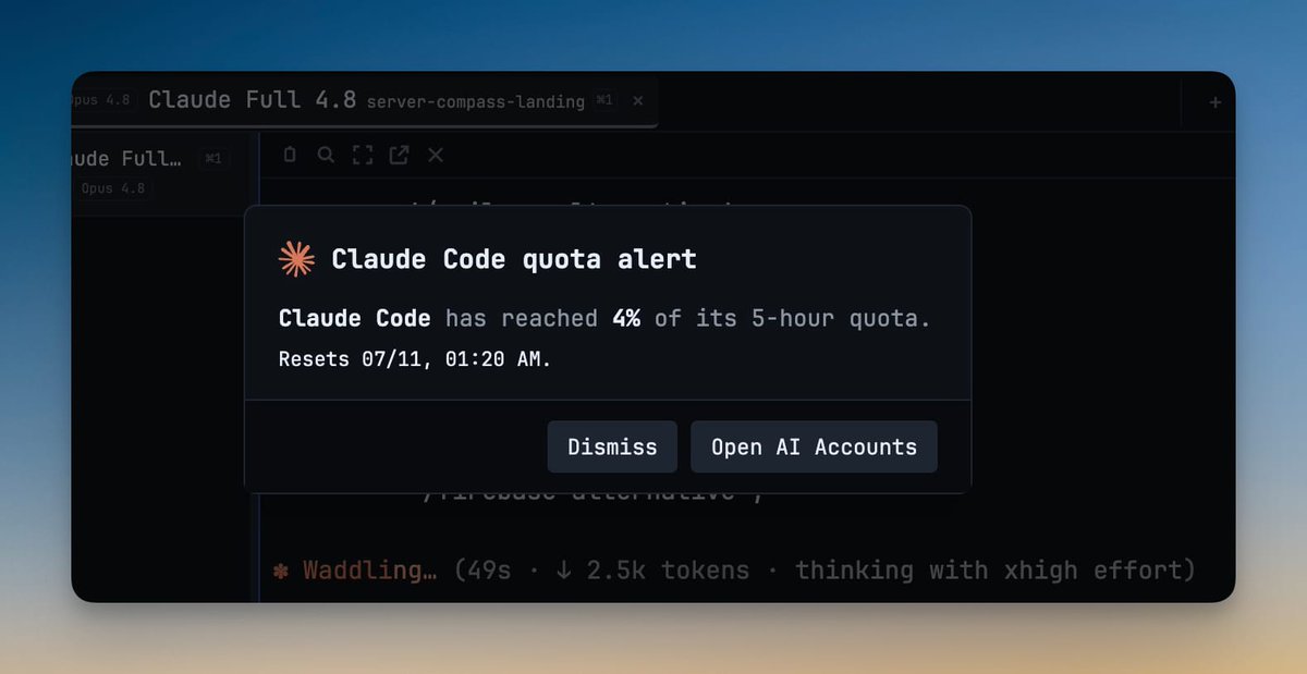 stoicsoft's tweet photo. Building marketing automation with multiple AI agents? 1DevTool v1.36.0 adds per-agent quota alerts, one-click account switching, multi-command startup sequences, and faster search in large projects. Reader Mode now supports Codex, Cline, Grok, and OpenCode. https://t.co/DCfS8pzWL1