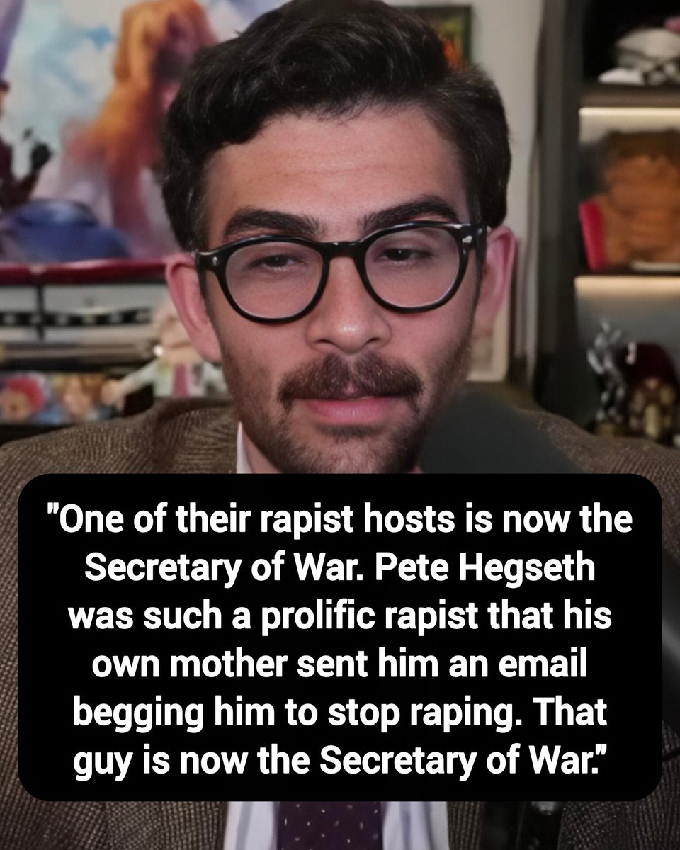 DavidJHarrisJr's tweet photo. Hasan Piker: "One of their rapist hosts is now the Secretary of War. Pete Hegseth was such a prolific rapist that his own mother sent him an email begging him to stop raping. That guy is now the Secretary of War."

Pete Hegseth should sue him! https://t.co/AAOkC3s2Rq