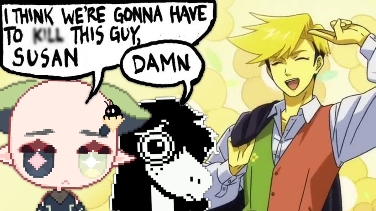 minoribug's tweet photo. 🍀 ‹ Live in 2 hours! ›

I have no idea how long this chapter is!!! (๑﹏๑//)

We're gonna have to unalive this guy Flowery bro I don't think I can do this anymore...

【DELTARUNE / chapter five】 
Heh. Sorry to keep you waiting!
▶︎ https://t.co/NXlolraDYa https://t.co/OUnXhf26mV