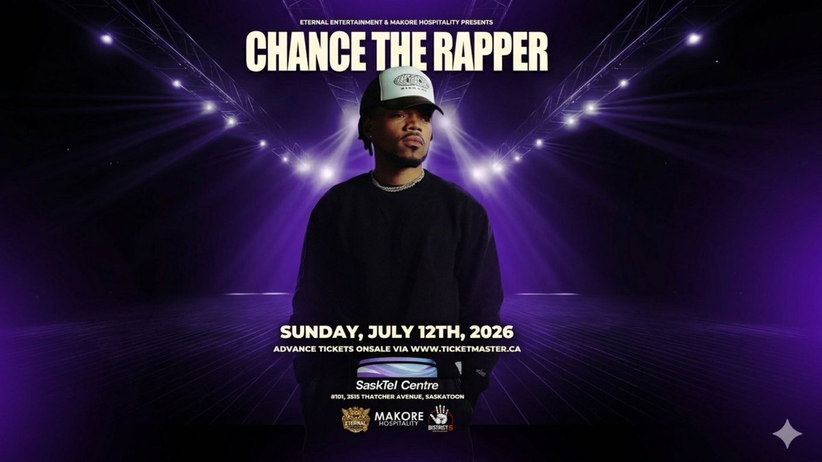 stoontransit's tweet photo. 🚌 Bus service from the Special Events Stop (23rd St &amp; 2nd Ave) to @SaskTelCtr this weekend:  
@SexBombGirls – July 11 @ 8pm  
•5:45pm  
•6:25pm 
@chancetherapper - July 12 @ 7:30pm  
•6:15pm  
•6:55pm  
🚏Drop-off at downtown terminal. Regular fares apply ($3.25/trip). https://t.co/hpgY3uoTIY