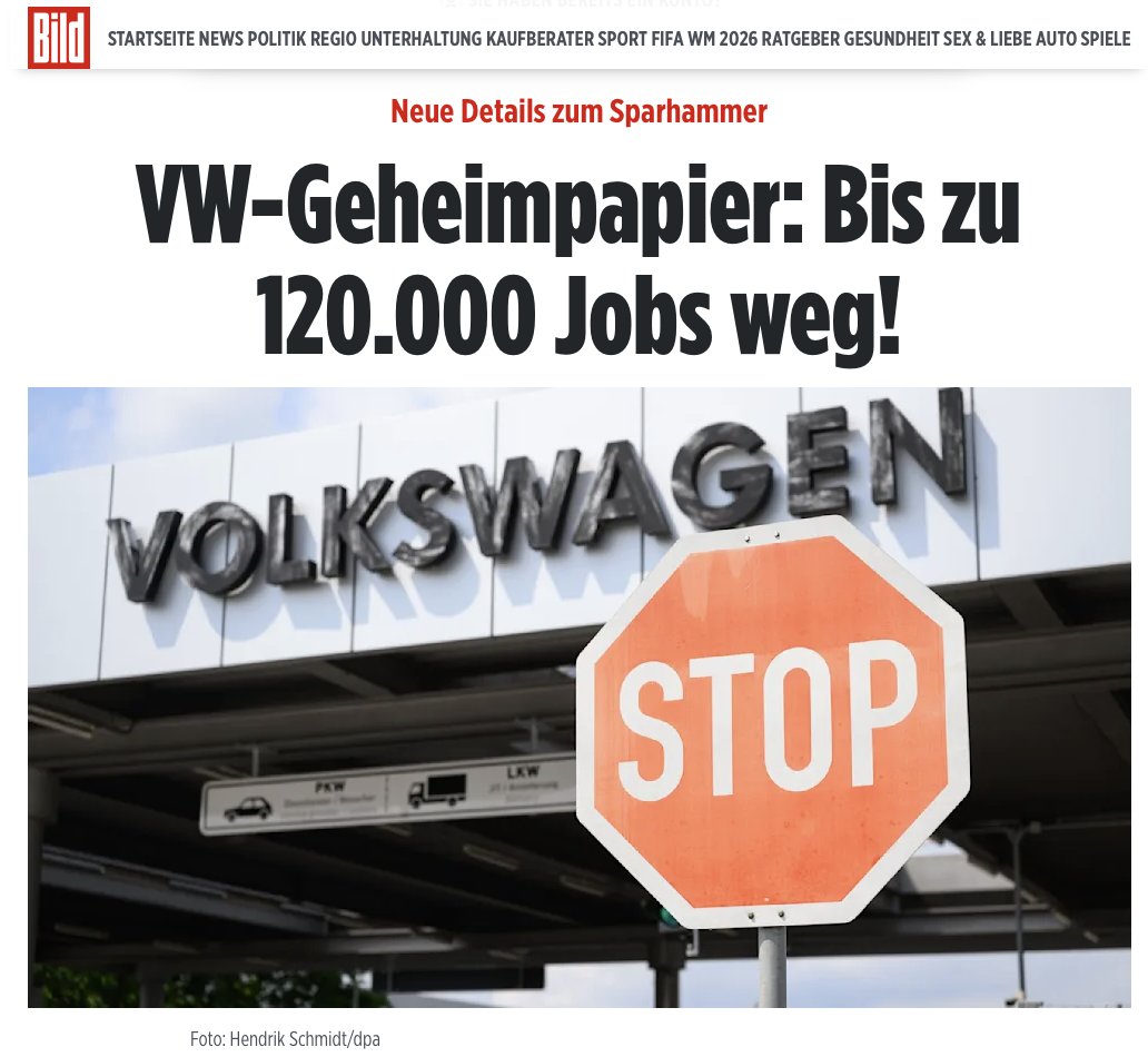 PetrBystronAfD's tweet photo. Die EU und Deutschlands Regierung haben VW auf dem Gewissen. Vier Werke werden geschlossen. 

Die Russland-Sanktionen haben China als Konkurrenten aufgebaut und VW durch Energiekosten zerstört.

Es bleibt nicht bei 120.000 Jobs – es folgt die Pleitewelle der Zulieferindustrie! https://t.co/8NqJUNyvPc