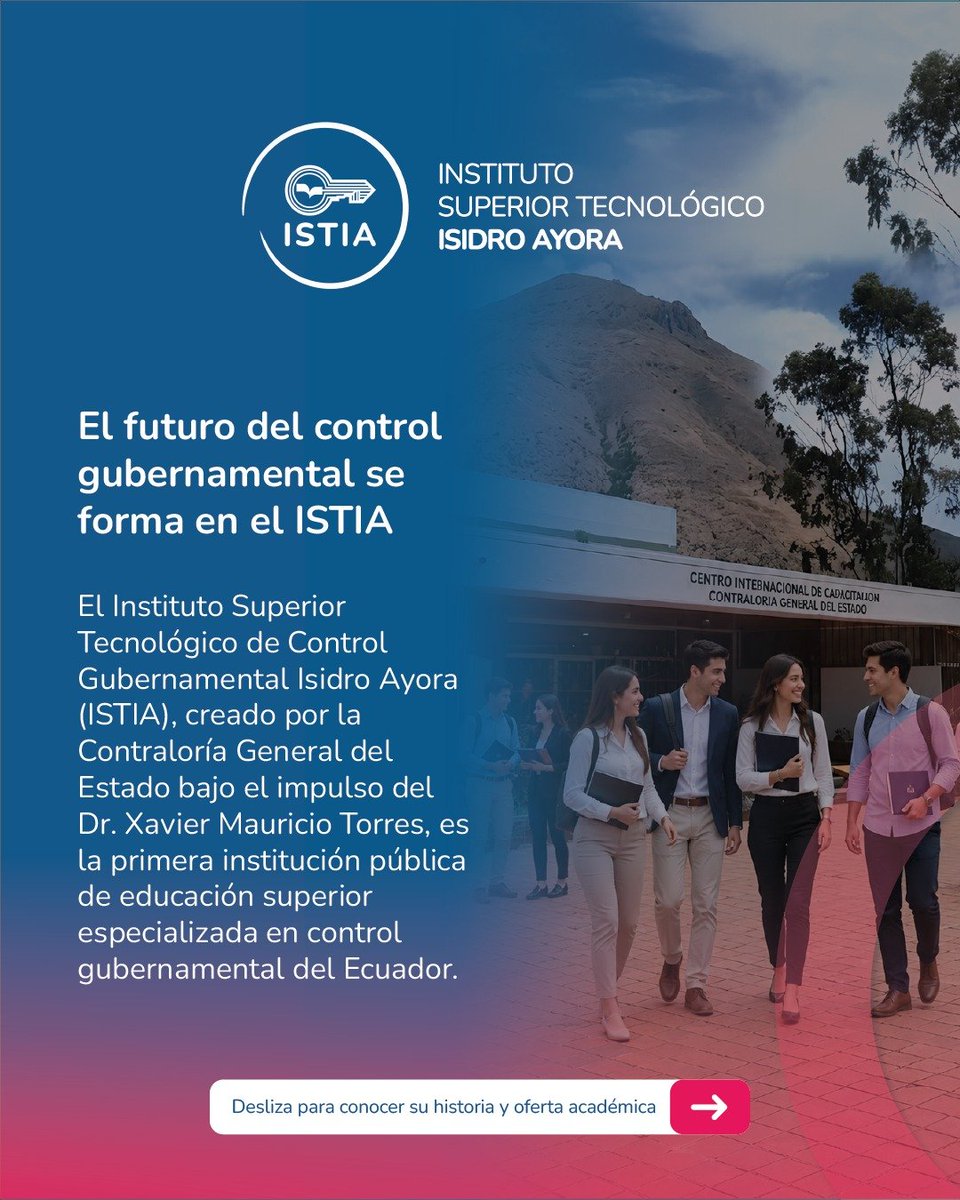 ContraloriaECU's tweet photo. 🔑 #ISTIA | ¡Los grandes cambios empiezan con una decisión!

✨ El Instituto Superior Tecnológico Isidro Ayora nació para formar a quienes liderarán una nueva generación de profesionales comprometidos con la transparencia, el control gubernamental y la excelencia en la gestión pública.

🔎 Descubre cómo comenzó esta historia 👇